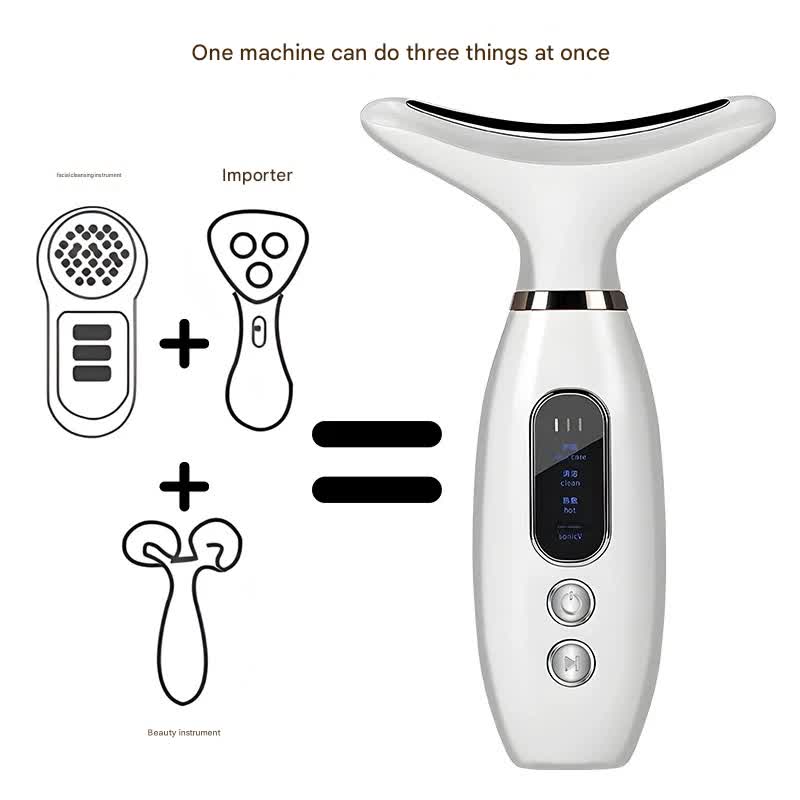 Multi-Functional Neck & Face Beauty Massager - Constant Heat, Ion Infusion & Sonic Vibration(pink)