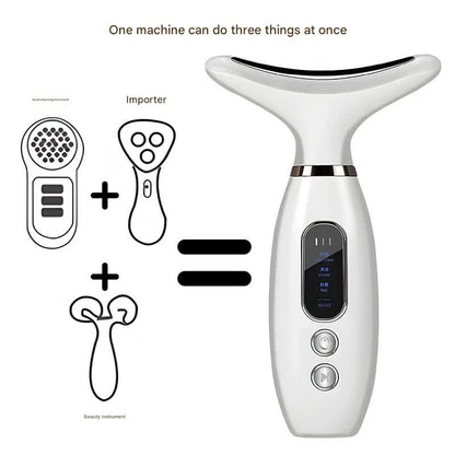 Multi-Functional Neck & Face Beauty Massager - Constant Heat, Ion Infusion & Sonic Vibration(purple)