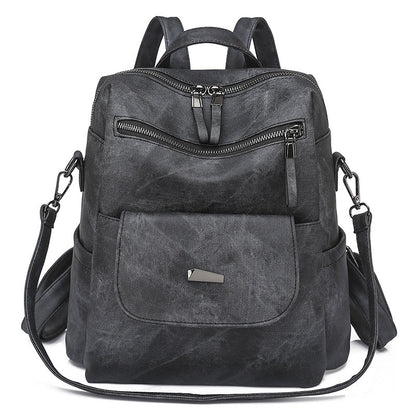 Stylish Women's PU Leather Backpack - Versatile Shoulder Bag with Multiple Pockets(black)