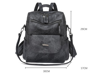 Stylish Women's PU Leather Backpack - Versatile Shoulder Bag with Multiple Pockets(black)