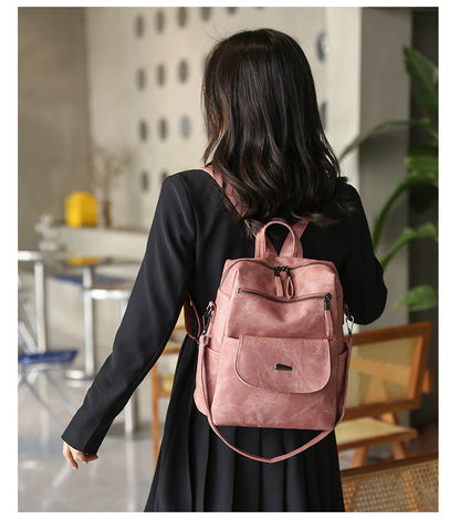 Stylish Women's PU Leather Backpack - Versatile Shoulder Bag with Multiple Pockets(Gray)