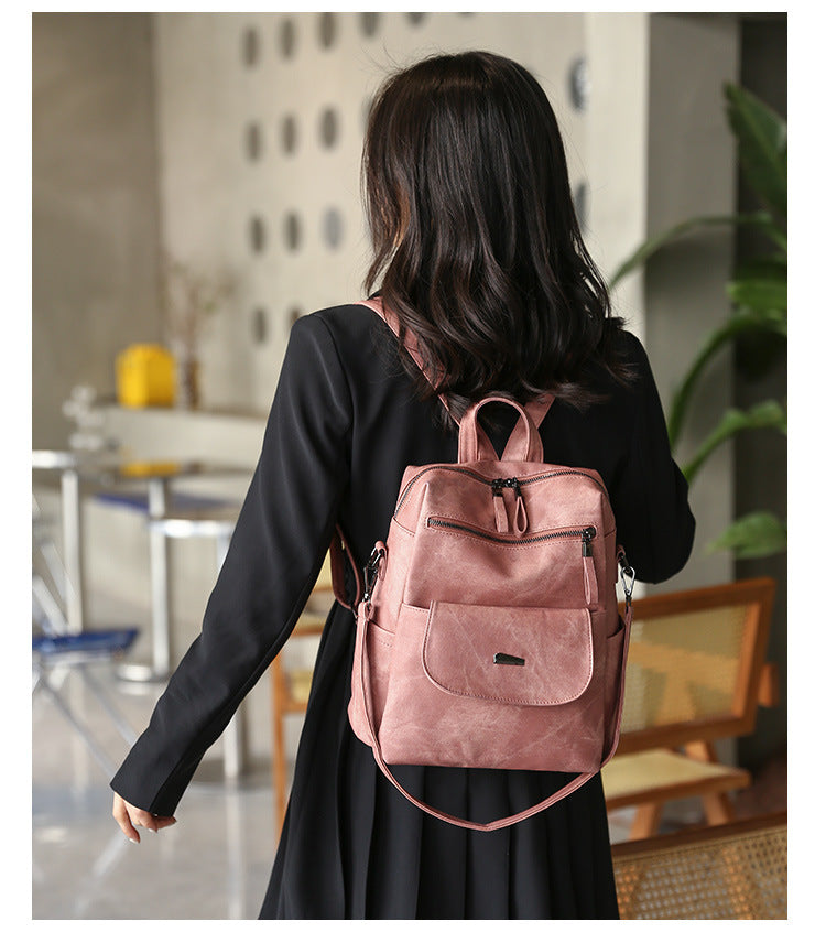 Stylish Women's PU Leather Backpack - Versatile Shoulder Bag with Multiple Pockets(Blue)