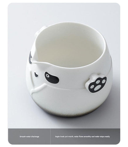 Adorable Panda Design Ceramic Tea Infuser Mug Set - 310ml Travel Crackle Glaze Cup with Lid & Strainer(orange)