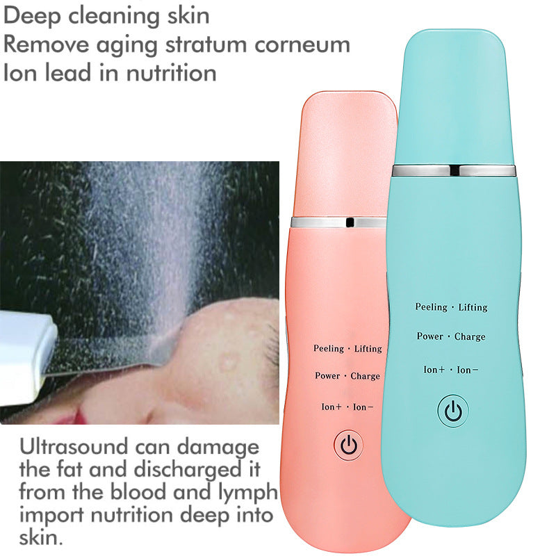Ultrasonic Skin Scrubber - Deep Cleansing, Peeling, Lifting & Ion Infusion Facial Spatula(pink)