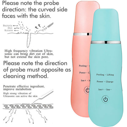 Ultrasonic Skin Scrubber - Deep Cleansing, Peeling, Lifting & Ion Infusion Facial Spatula(green)
