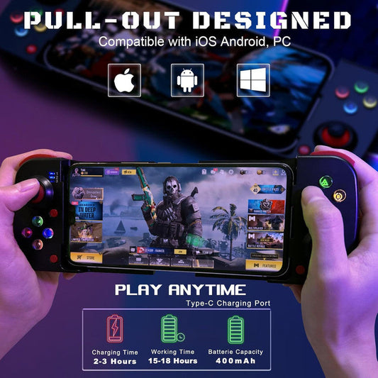 Portable Telescopic Mobile Game Controller - Bluetooth 5.0, iOS/Android/PC Compatible, 400mAh Battery(blue)