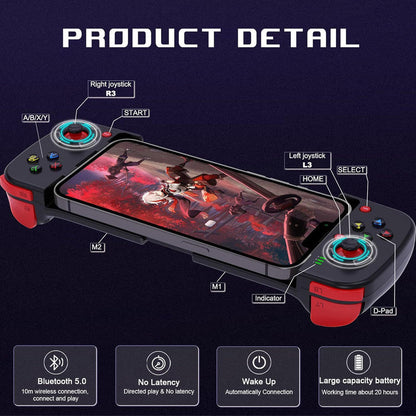 Portable Telescopic Mobile Game Controller - Bluetooth 5.0, iOS/Android/PC Compatible, 400mAh Battery(black)