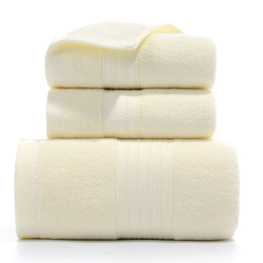 Premium Long-Staple Cotton Towel Set - 2 Hand Towels & 1 Bath Towel Gift Bundle(yellow)