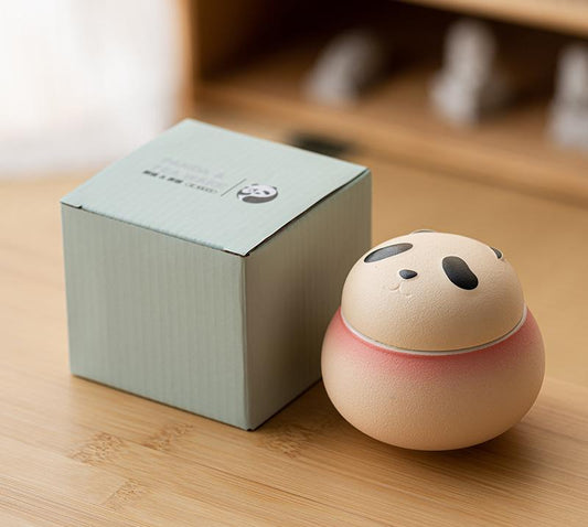 Artisanal Animal-Shaped Ceramic Tea Storage Jar with Gift Box - 140ml Capacity, Textured Finish(Gradient Red)