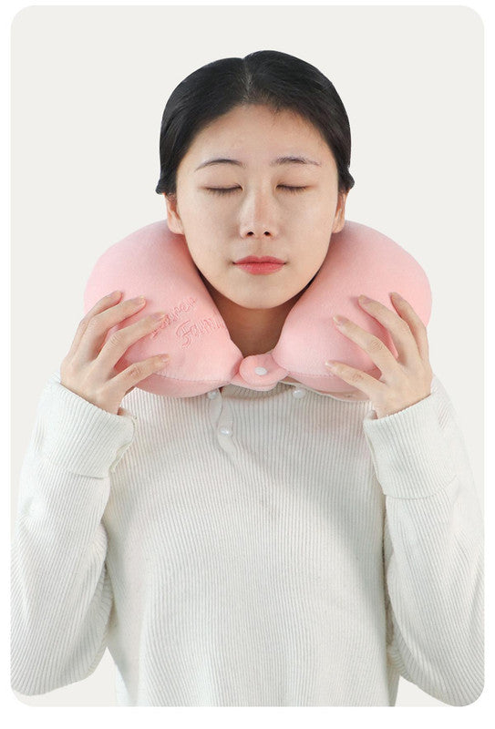 2-in-1 Convertible Eye Mask & Travel Neck Pillow Set - Plush Fabric with Snap Closure(purple)