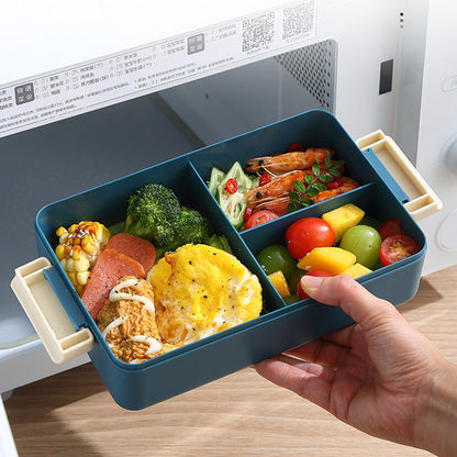 2L Double-Layer Bento Lunch Box - Leak-Proof with Utensil & Sauce Container(Grey)