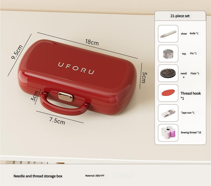 Complete Sewing Kit - Portable with Organized Compartments(red)