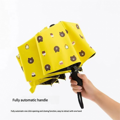 Auto Open/Close 8-Rib Sun & Rain Umbrella - 98cm UV Protection Canopy(pink)