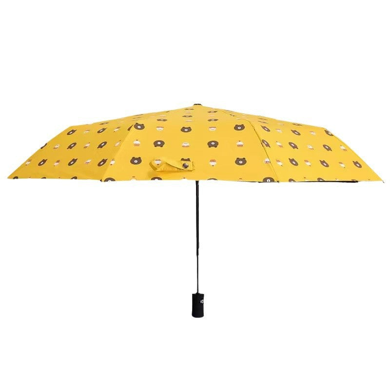 Auto Open/Close 8-Rib Sun & Rain Umbrella - 98cm UV Protection Canopy(white)