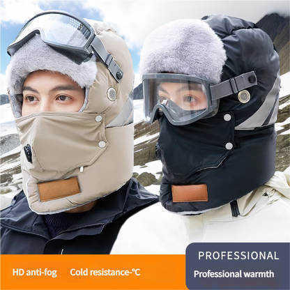 Anti-Fog Thermal Cycling hat - Reflective Safety & Voice Amplification(khaki)