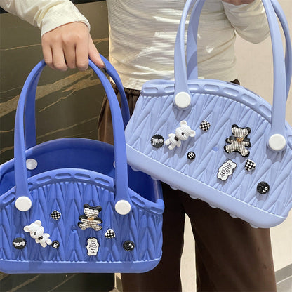 Stylish Handbag - Spacious with Decorative Elements(Dark Blue)