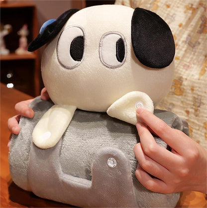 Plush 2-in-1 Pillow Blanket - Adorable Design for Cozy Comfort(Grey Cat)