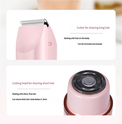 Dual-Head Electric Hair Trimmer - IPX7 Waterproof Body Groomer with Type-C Charging(Beige)