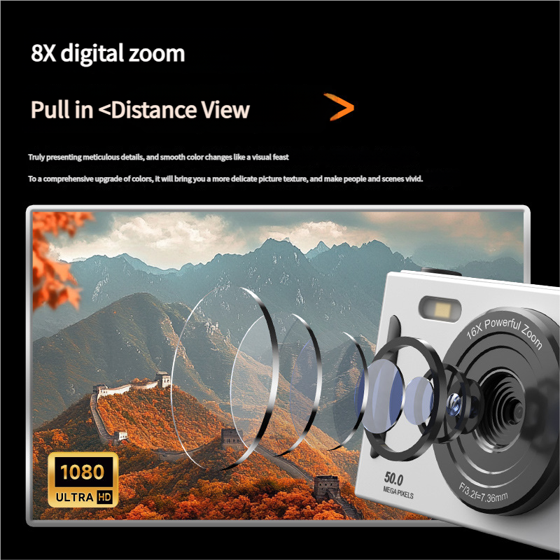 50MP HD Digital Camera with 8X Zoom & Dual Lens System(green)
