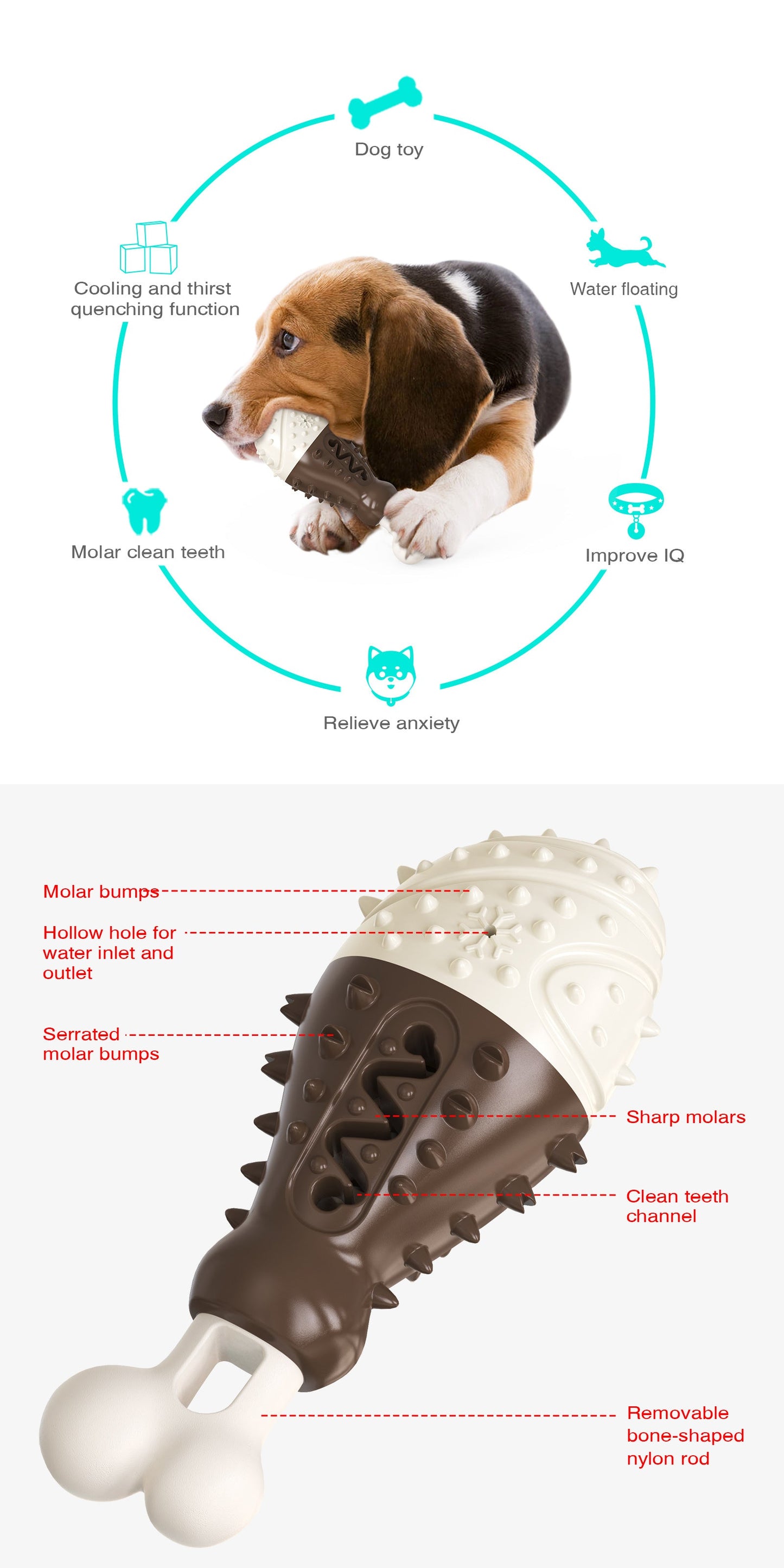 Multifunctional Dog Toy with Cooling, Dental Care & Floating Features(Red and Blue)