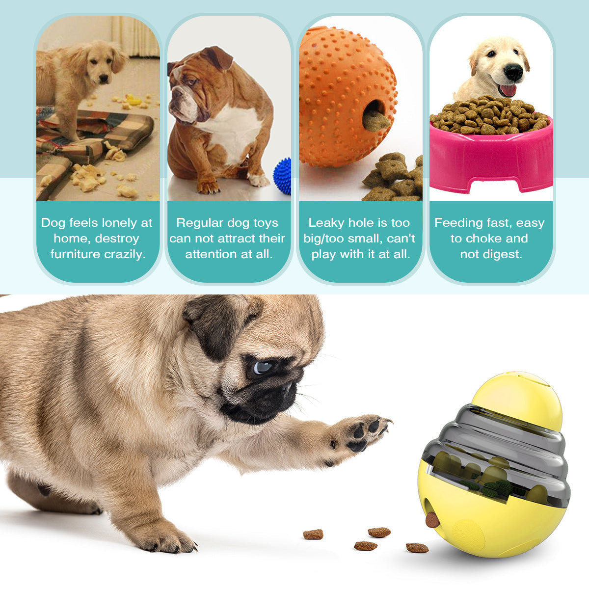 Interactive Dog Puzzle Feeder with Adjustable Food Dispensing Holes(Green)