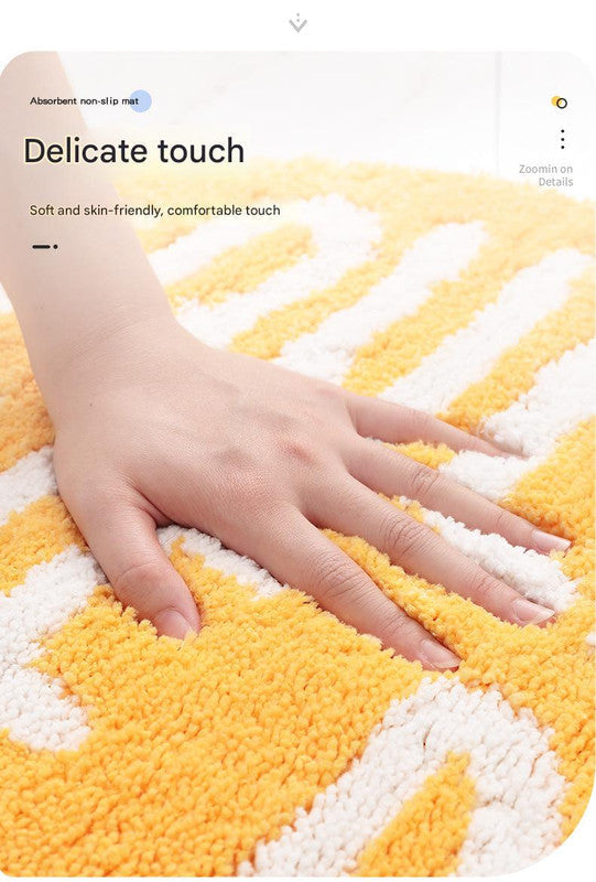 Super Absorbent Microfiber Bath Mat - Non-Slip TPR Backing, Machine Washable, Fun Fruit Designs(Red apple 50*60cm)