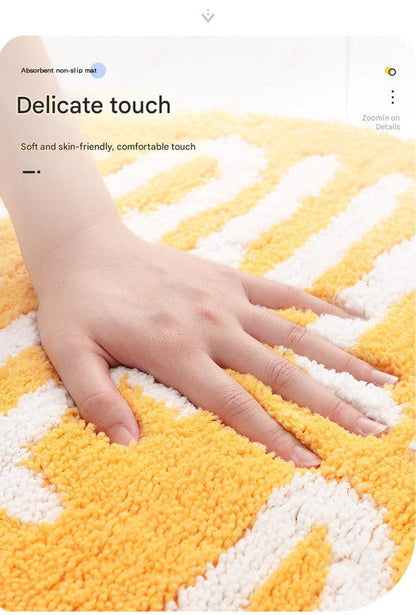 Super Absorbent Microfiber Bath Mat - Non-Slip TPR Backing, Machine Washable, Fun Fruit Designs(Red apple 50*60cm)