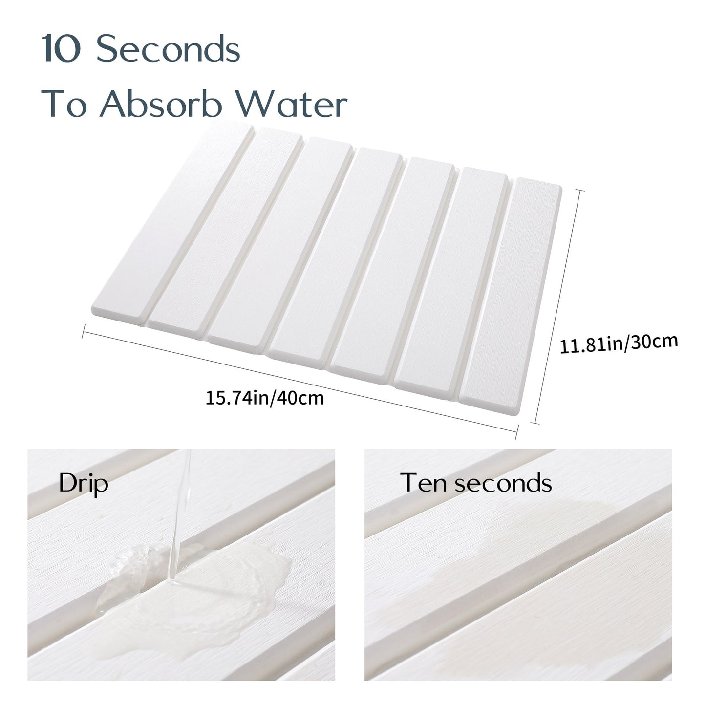 Folding Diatomaceous Earth Countertop Drain Mat - Quick Dry, Non-Slip & Easy Clean Absorbent Pad(dark grey)