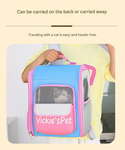 Breathable Pet Carrier Backpack - Large Capacity, Multiple Windows, Oxford Cloth(pink)