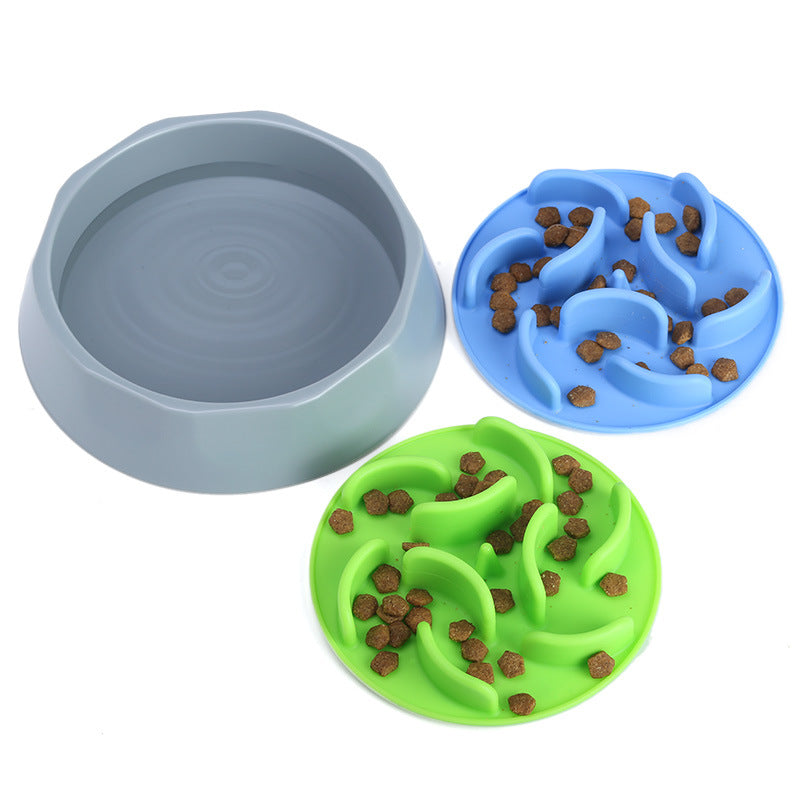 Slow Feeder Dog Bowl Set - Anti-Choke Puzzle Feeder Insert & Bowl for Healthy Eating Habits(pink)