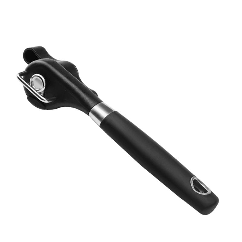 2pc Multifunctional Safe-Cut Can Opener - Smooth Edge, Ergonomic Handle(black)