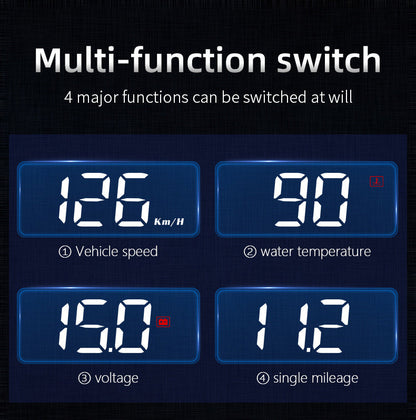 Compact OBD2 Car Head-Up Display (HUD) - Digital Speedometer with 5 Alarm Functions & Adaptive Brightness(black)