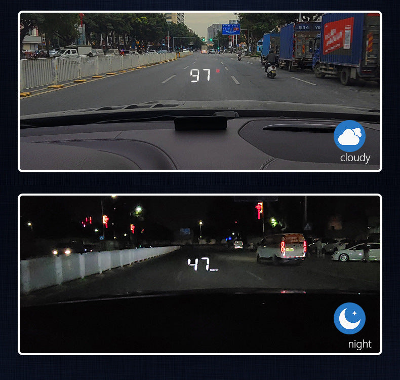 Compact OBD2 Car Head-Up Display (HUD) - Digital Speedometer with 5 Alarm Functions & Adaptive Brightness(black)