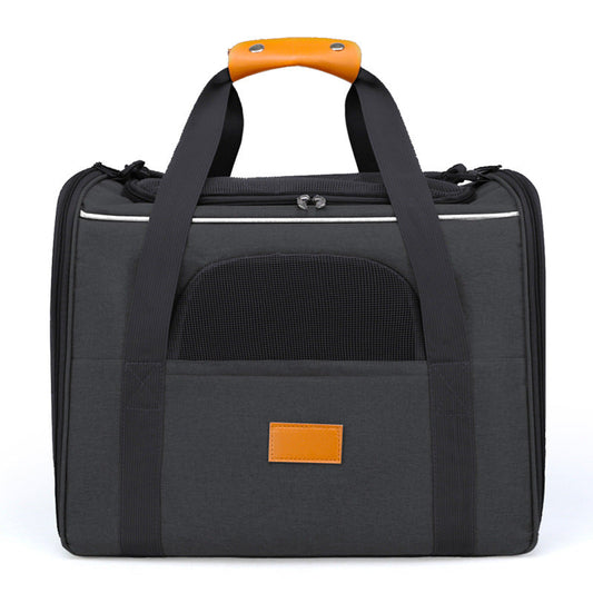 Foldable Soft-Sided Pet Carrier for Travel - Fits Cats & Small Dogs Under 6kg, with Removable Plush Bed & Shoulder Strap(black)