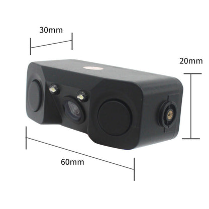 3-in-1 Car Reversing Camera & Parking Sensor System with Monitor - License Plate Frame Mount, Waterproof & Night Vision(black)