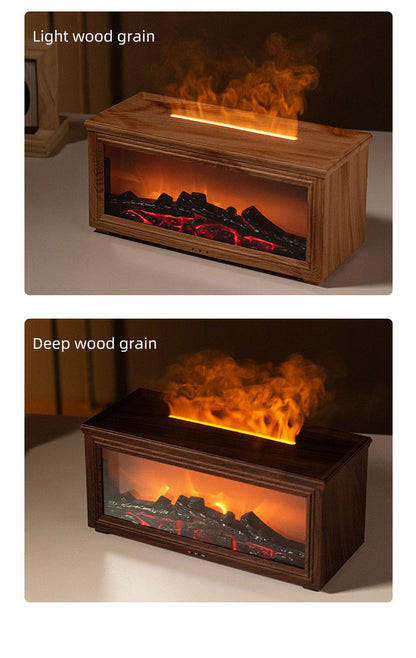 Fireplace Flame Effect Aroma Diffuser & Humidifier with 7-Colour Light, Timer & Remote Control(White)