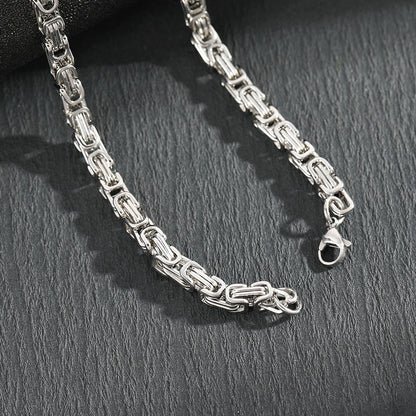 Men's Stainless Steel Layered Cross Pendant with Byzantine Chain - Fashion Statement Necklace(silver)