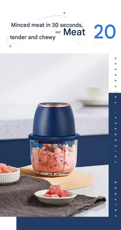 Electric Mini Garlic Chopper with Glass Bowl - USB Rechargeable, 6 Blades, Large Capacity(green)