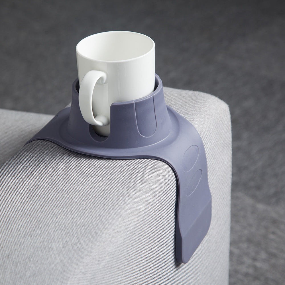 Flexible Anti-Spill Silicone Couch Arm Cup Holder - Sofa Armrest Drink Tray(black)