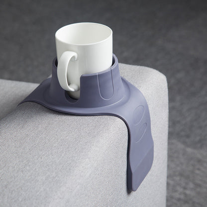 Flexible Anti-Spill Silicone Couch Arm Cup Holder - Sofa Armrest Drink Tray(black)