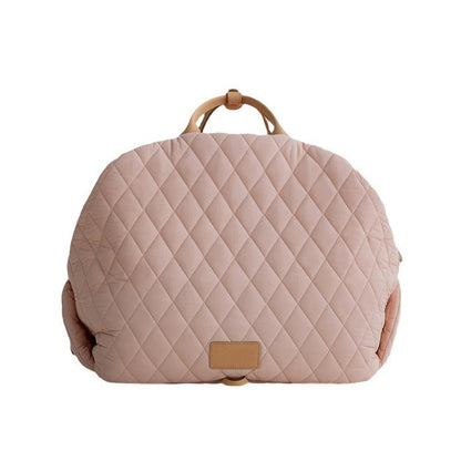 Luxury Quilted 2-in-1 Pet Travel Carrier & Car Booster Seat for Small Dogs(beige)