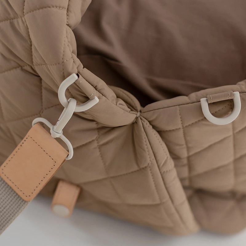 Luxury Quilted 2-in-1 Pet Travel Carrier & Car Booster Seat for Small Dogs(beige)