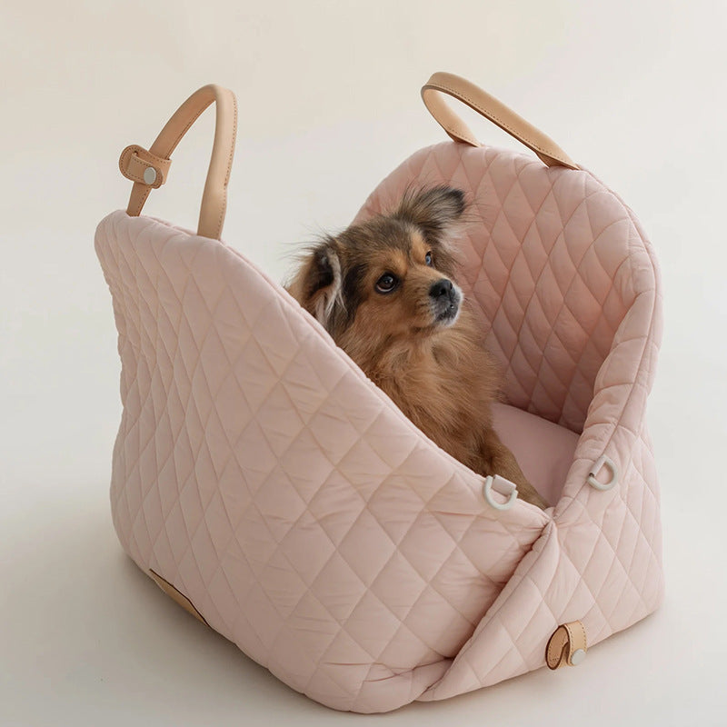 Luxury Quilted 2-in-1 Pet Travel Carrier & Car Booster Seat for Small Dogs(Black)