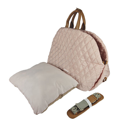 Luxury Quilted 2-in-1 Pet Travel Carrier & Car Booster Seat for Small Dogs(Pink)