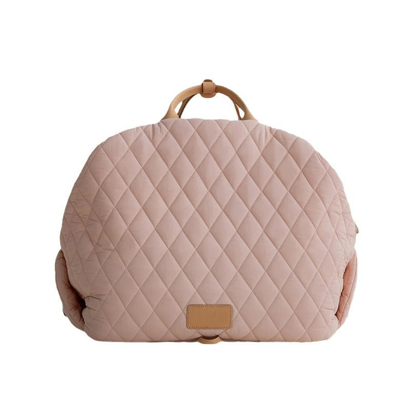 Luxury Quilted 2-in-1 Pet Travel Carrier & Car Booster Seat for Small Dogs(Pink)