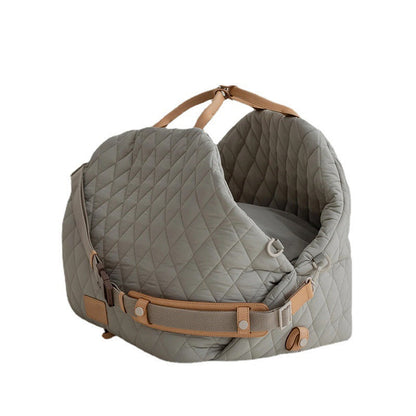 Luxury Quilted 2-in-1 Pet Travel Carrier & Car Booster Seat for Small Dogs(Camel)