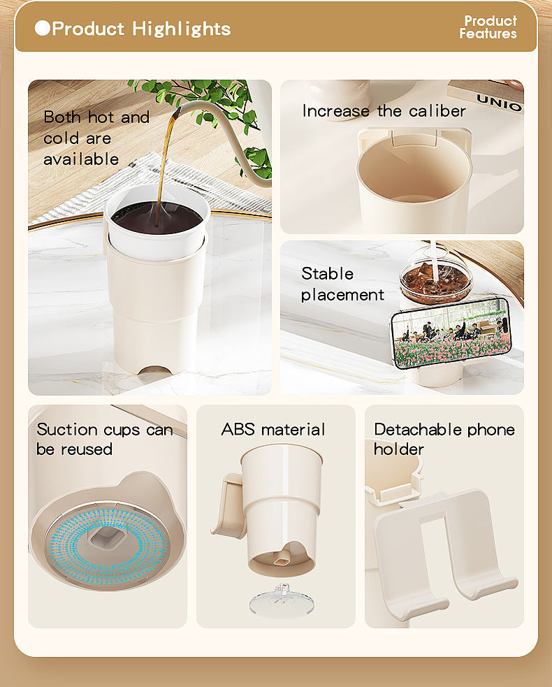 Multi-Purpose Anti-Spill Cup Holder with Suction Base & Detachable Phone Stand(blue)
