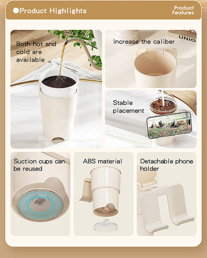 Multi-Purpose Anti-Spill Cup Holder with Suction Base & Detachable Phone Stand(blue)