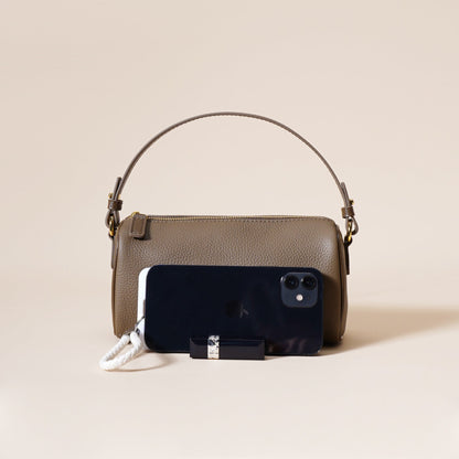 Genuine Leather Boston Bag - Mini Barrel Crossbody & Top Handle Purse(white)