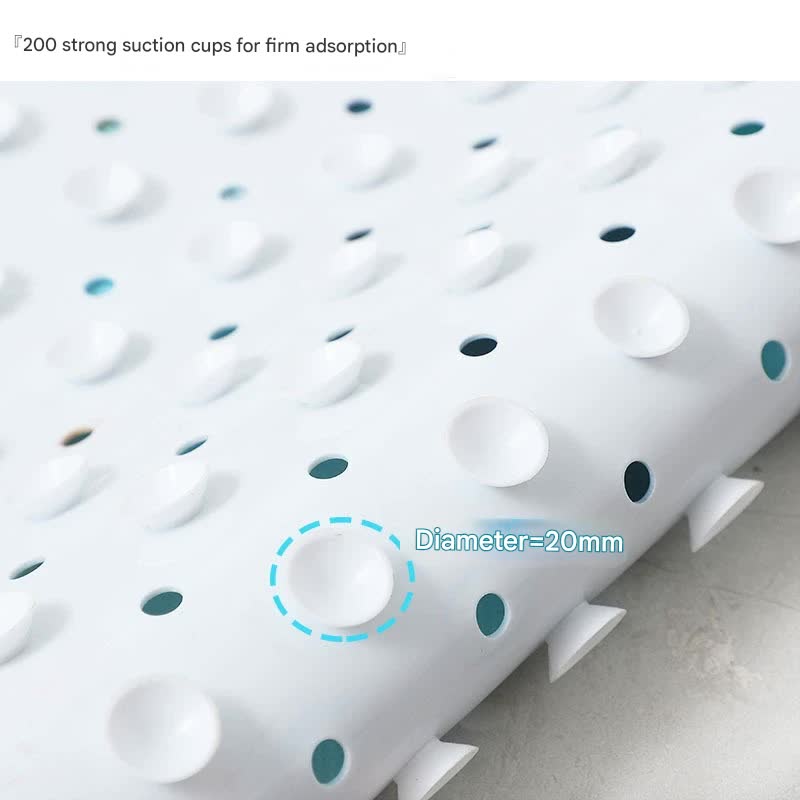 Non-Slip PVC Bath & Shower Mat with Suction Cups and Drainage Holes - Cartoon Ocean Theme(Dark-haired Mermaid)